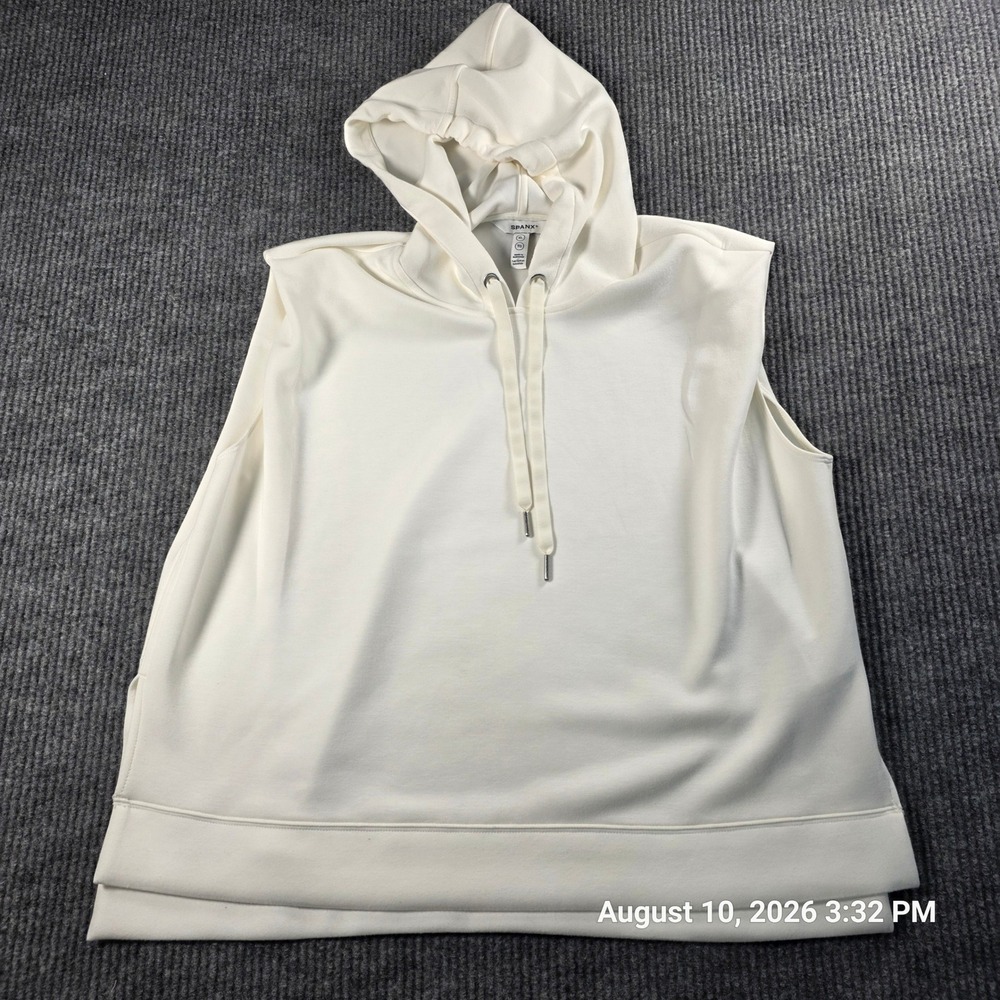 Spanx AirEssentials Sleeveless Hoodie White XL Activewear Loungewear Top